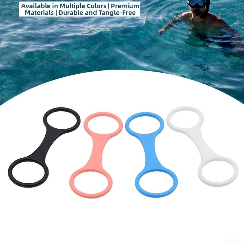 Set di 3 connettori ad anello in silicone a forma di 8 per maschera da snorkeling, clip di fissaggio sicuro per tubo respiratorio, accessori per immersioni, nero