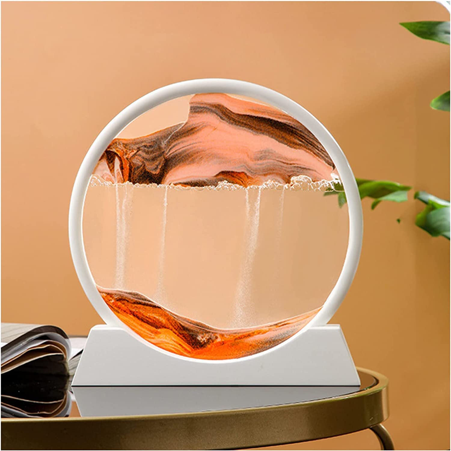 cornici pittura sabbie mobili, Moving Sand Art Picture 10 inch Round Glass Moving Sand Art Frame Sandscapes in Motion 3D Dynamic Quicksand Painting for Kids Adults Home Office Decoration Flowing Sand