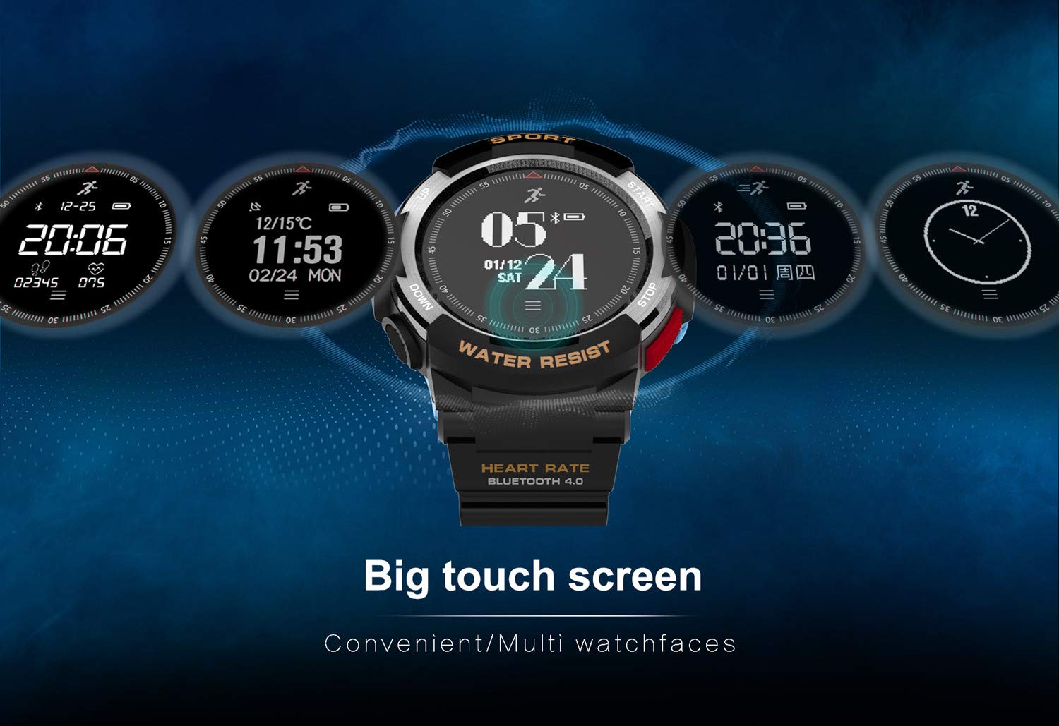 Zegarek do aktywności na świeżym powietrzu, wodoszczelny smartwatch fitness z pulsometrem, licznikiem kroków, licznikiem kalorii, krokomierzem (srebrny)