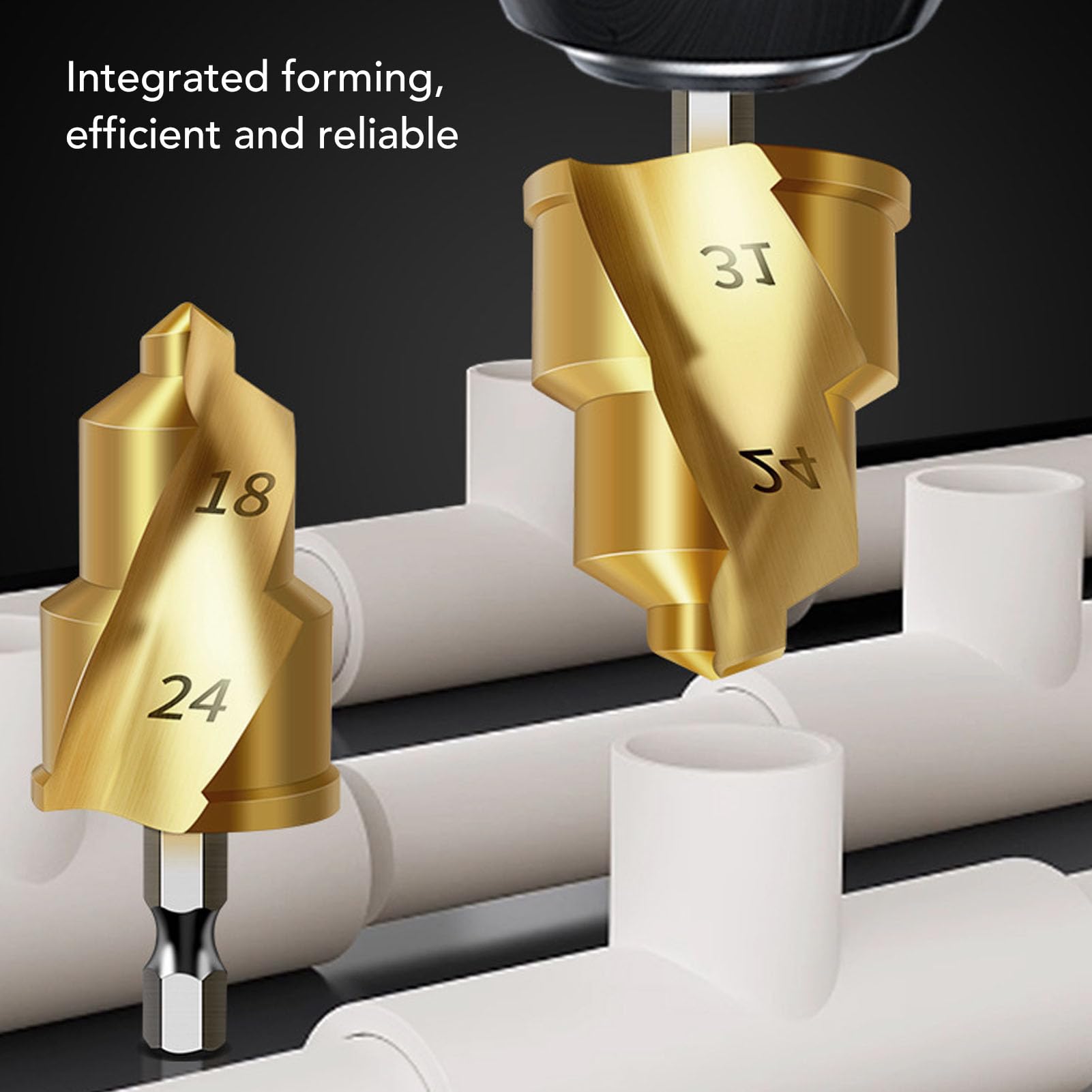 LIBRATON Four Spiral Flute Step Drill Bit, M35 Cobalt Unibit Step Drill Bit Set 1/8