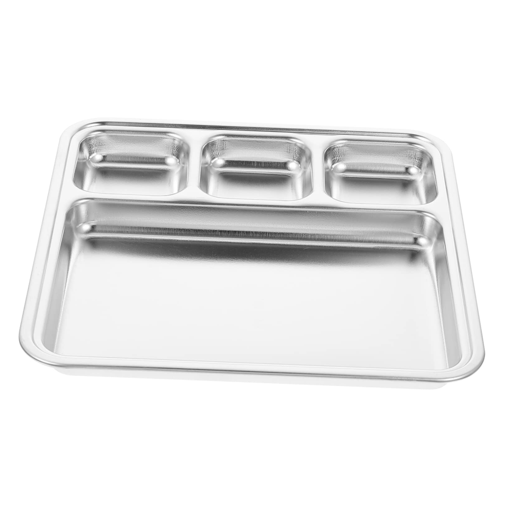 HOLIDYOYO Compartment Serving Plate Stainless Steel Divided Tray for Meals Food Serving Dish for Gatherings Banquets Daily Use Material Easy to Clean Non-deforming Design