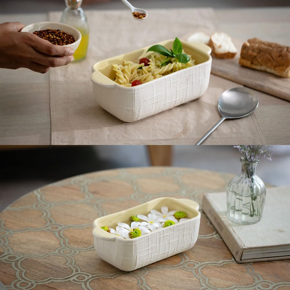Ellementry Butter Up Ceramic Loaf Pan - 1000 ml, Nonstick Bread Mould, Cake Tin & Baking Tray, Microwave & Oven Safe Ceramic Bakeware, Bread Loaf Pan for Baking Essentials 4