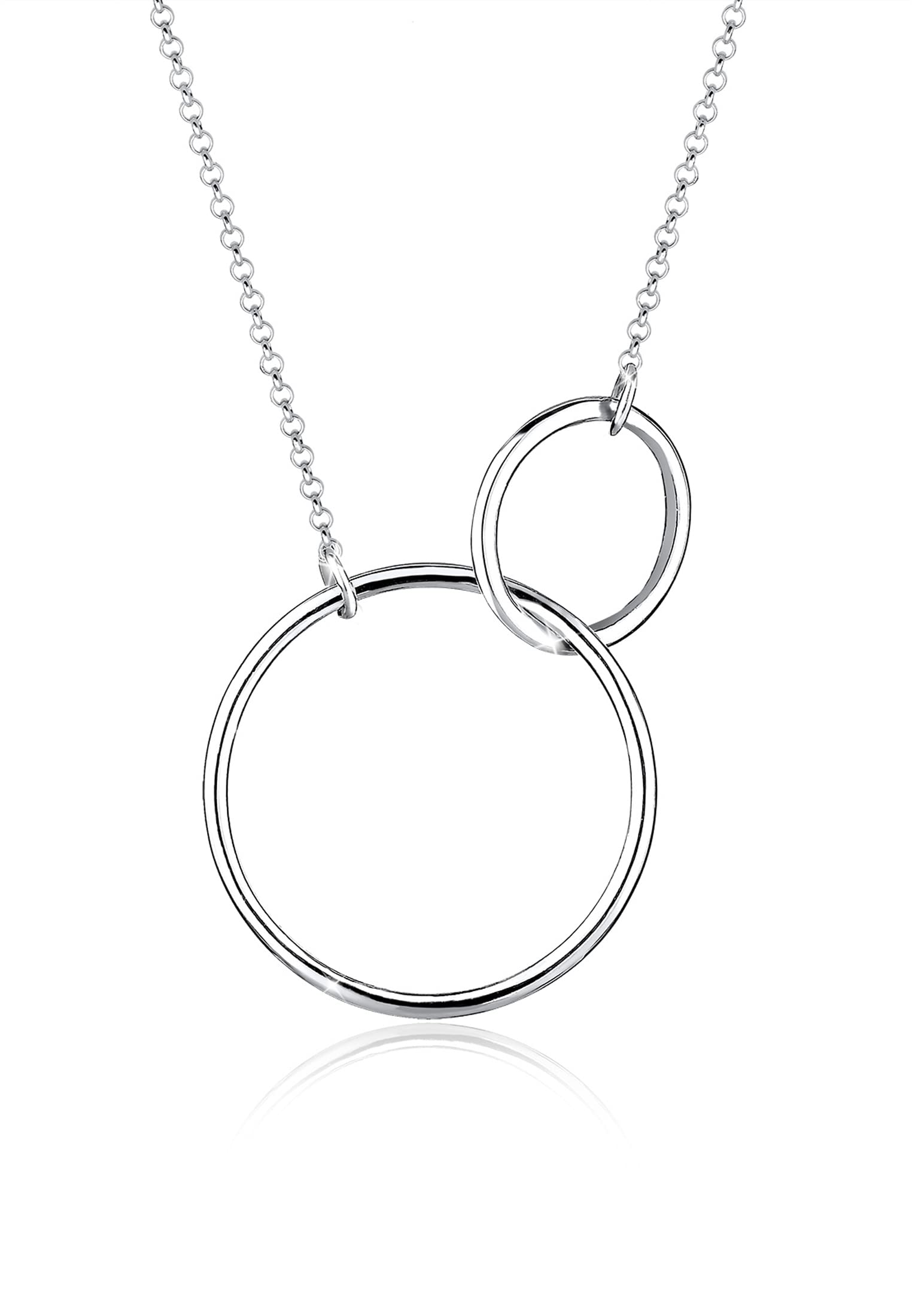Elli Women's 925 Sterling Silver Xilion Cut Neckwear Circle Basic Geo Necklaces of Length 45 cm