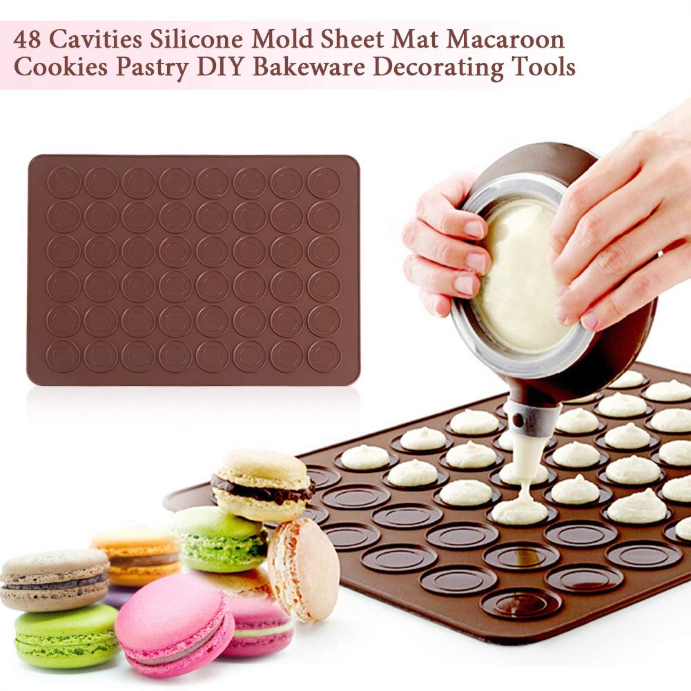 Dioche Tappetino Macaron - Set per Macarons, Contiene Fino a 48 Macaron, Set 48 Stampi da Forno con capacità di Fori per Macaron, 39 x 28,5 cm