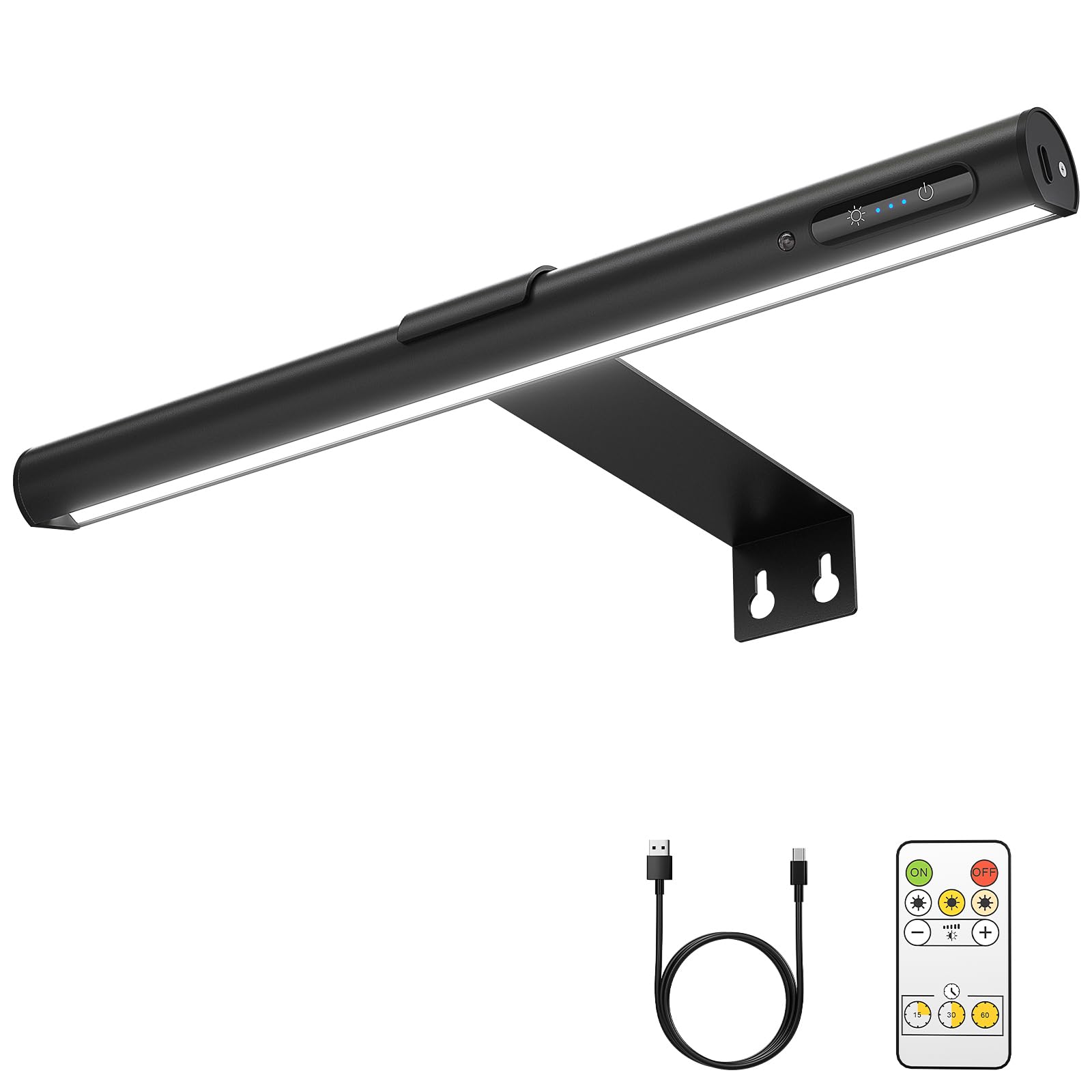 OlafusPicture Light Battery Operated with Remote, Rechargeable Wireless Wall Light, 3 Color Temperatures, Infinite Dimming and Timer, Cordless Art Frame Lighting, Gallery Painting Display Lamp Black