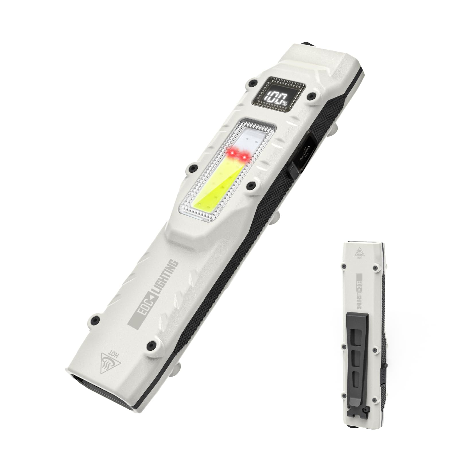 TULIB Flat Flashlight Rechargeable, 880 LM EDC Tactical Flashlight, 13 Mode Dual Light Source, Pocket Flashlight with Clip & Digital Display