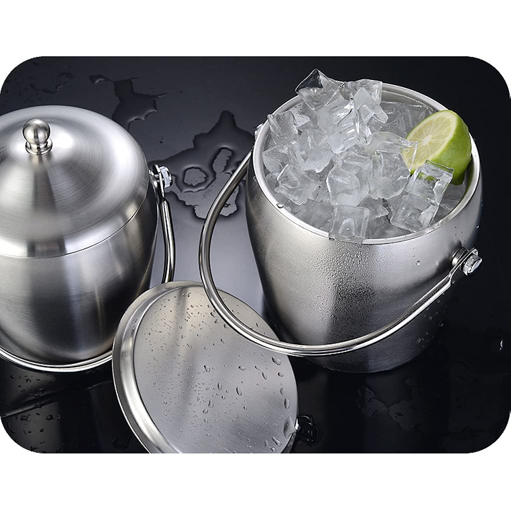 Cubitera de Gran Capacidad, Recipiente de Metal con asa de Transporte en Forma de Cabeza de Ciervo, Cuenco de Acero Inoxidable para champán, para Uso en el hogar, Bar o Tienda de b