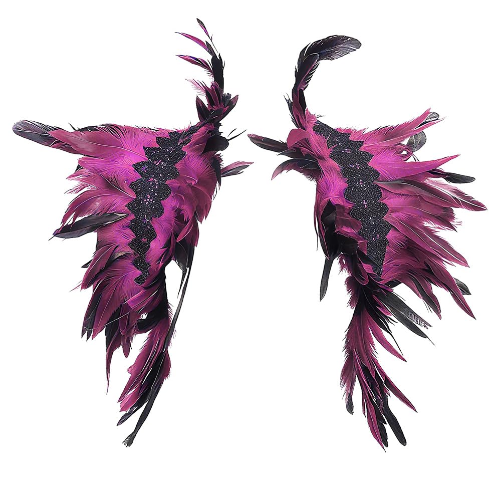 UMCHU 1 Pcs Rose Red Feather Shrug Cape Shawl Stole, Gothic Feather Shawl, Feathers Choker Neck Wrap Collar, Carnival Costume for Party, Club Dress Up, Holiday Skirt, DIY(Rose Red)