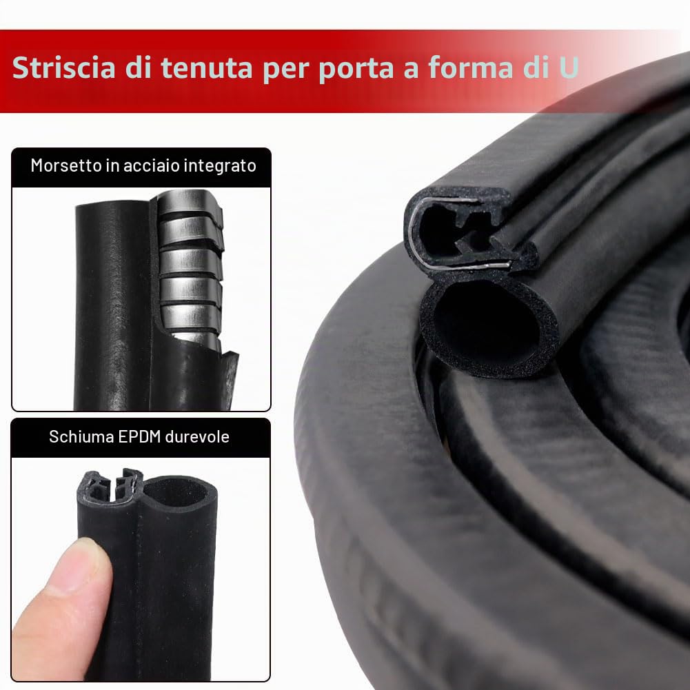 Guarnizione per portiera auto universale guarnizione in gomma per bagagliaio guarnizione gomma per porta auto camper barche (3m)