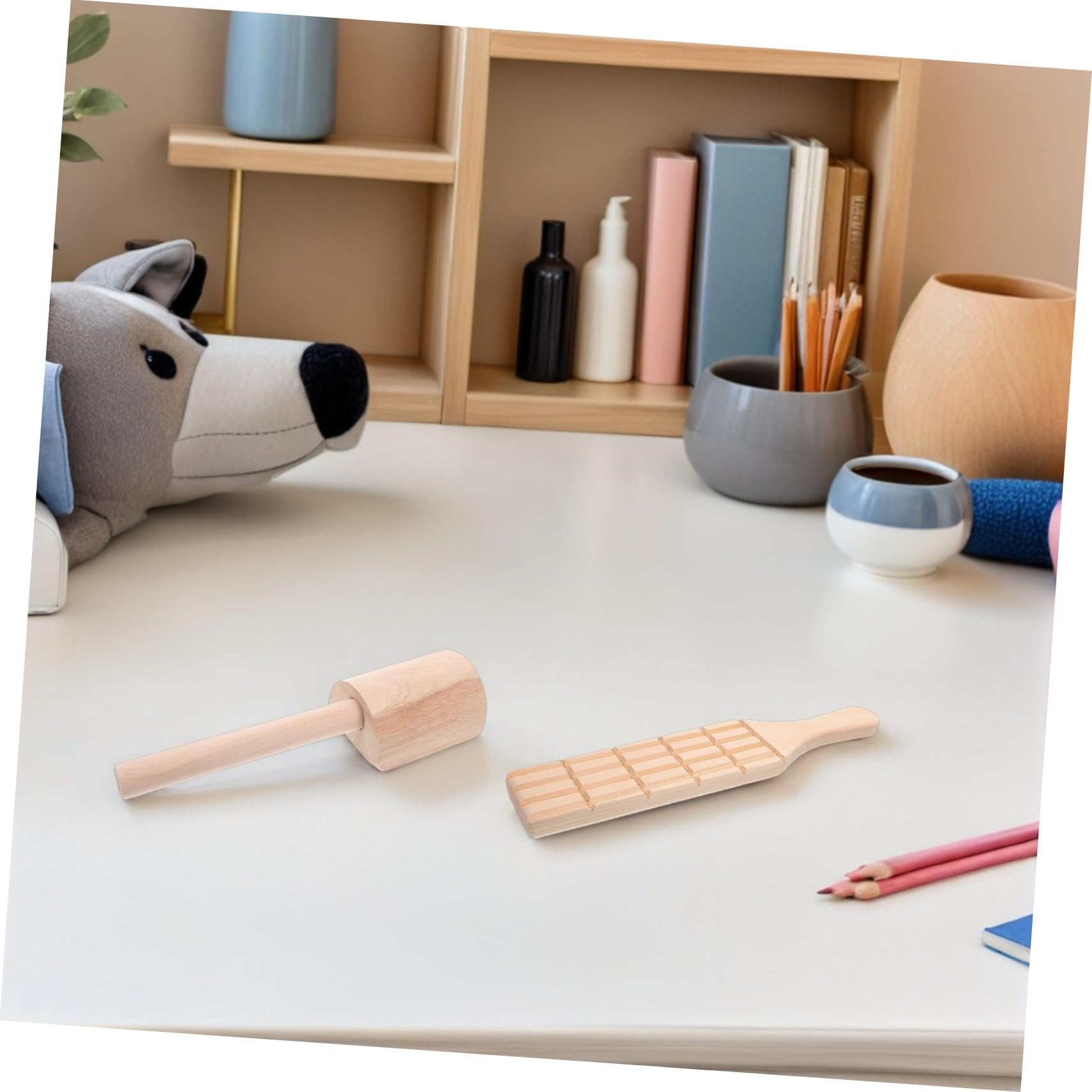WOONEKY 3 Piezas Paletas de Madera para Modelado de Arcilla Herramientas de Seguras para Incluye Paleta Lisa Acanalada Dientes Ligeras y Portátiles para Manualidades y Escultura DIY