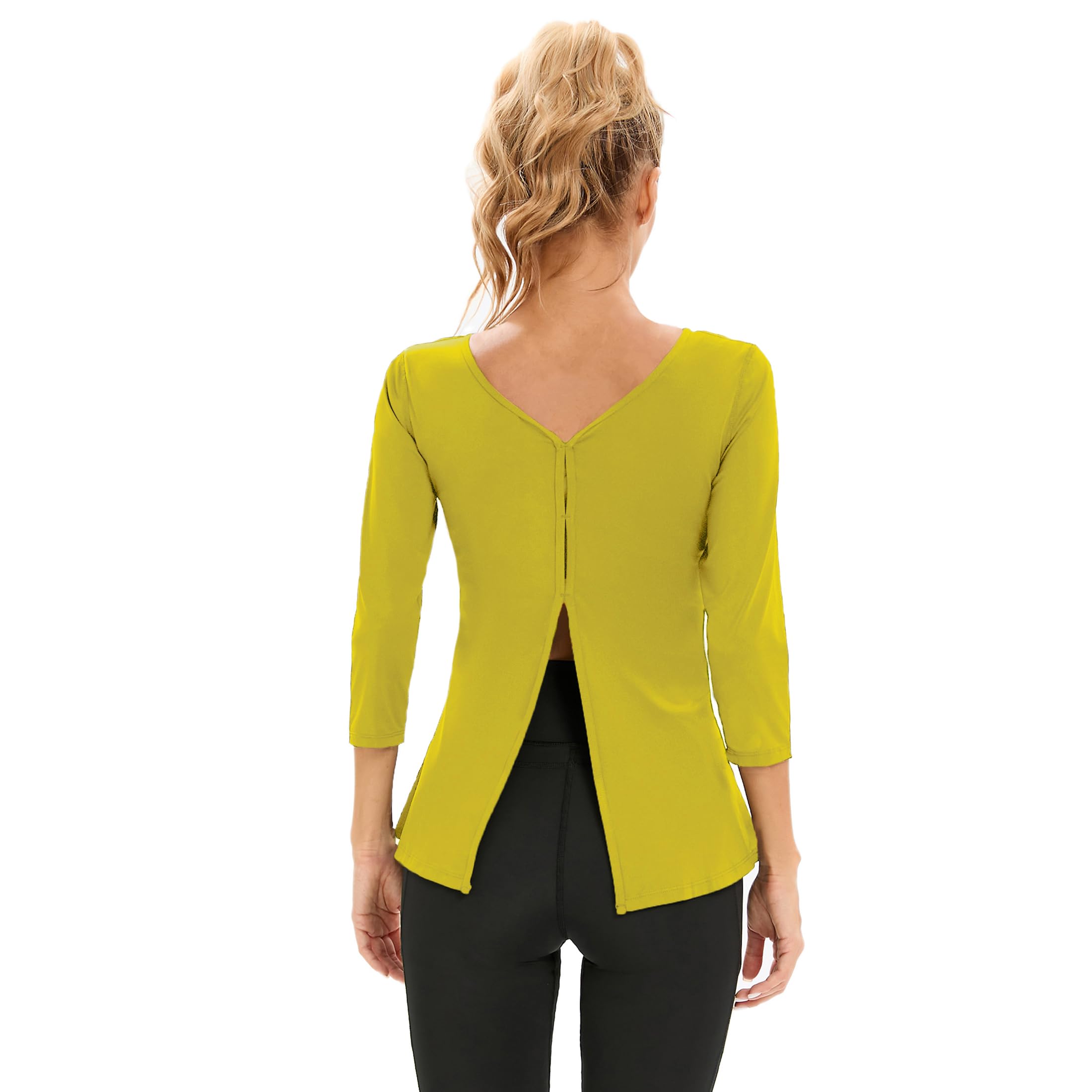 Dmwhsy Camicie da Allenamento da Donna T-Shirt da Corsa Atletica Top da Palestra per Yoga Abbigliamento Sportivo Top da Allenamento con Maniche a 3/4 per Donna