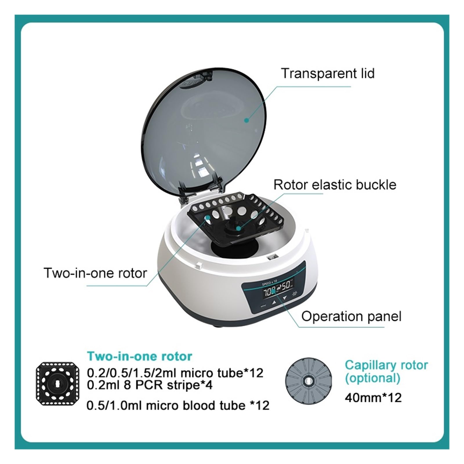 Labormaschinen PCR-Zentrifugenmaschine, Digitale Hochgeschwindigkeits-Plasmazentrifuge, Labor-Mikrozentrifuge, 4000 U/min, 12000 U/min, 0,2/0,5/1,5/2 Ml Zentrifugenröhrchen(4-7S(4000 or 7000rpm)