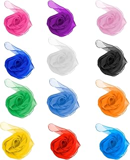 TopTie 36 Pieces Dance Juggling Scarves, Fashion Sheer Tricks Play Scarf for Party, 24 by 24 Inches