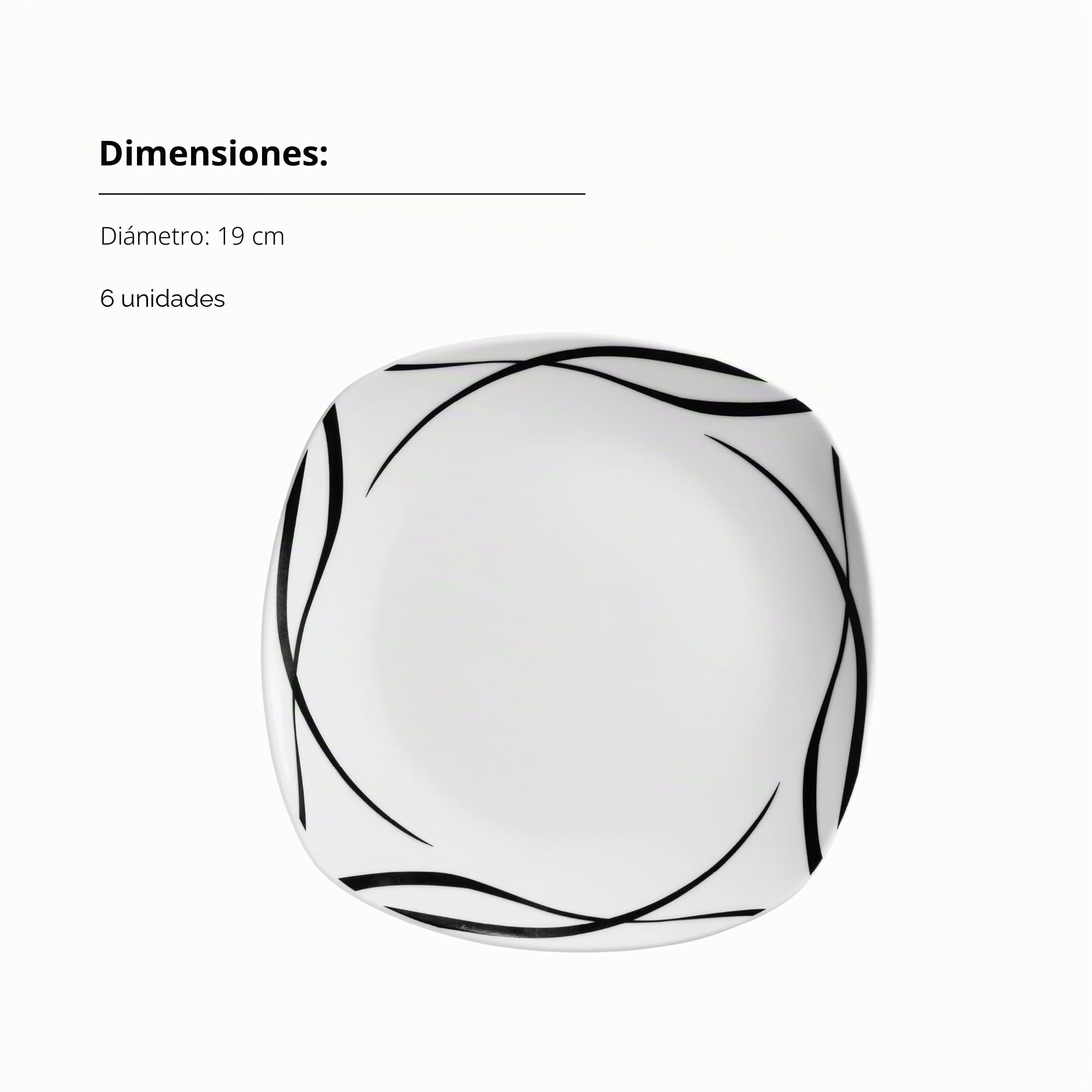 MÄSER Serie Decora, juego de platos para 6 personas, 18 piezas en forma cuadrada, elegante, atemporal, porcelana