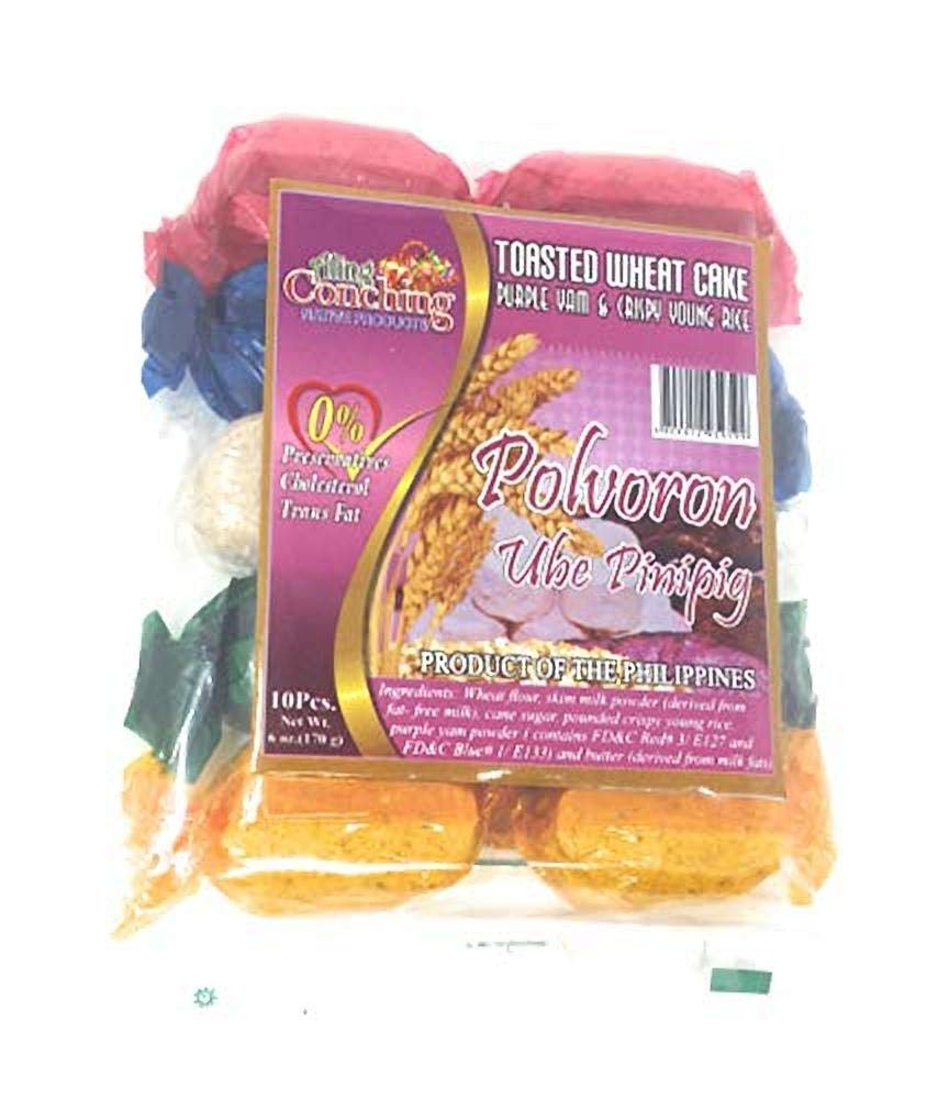 Aling Conching Polvoron Ube Pinipig, 10 piece, 6 oz (170g), 3 Pack