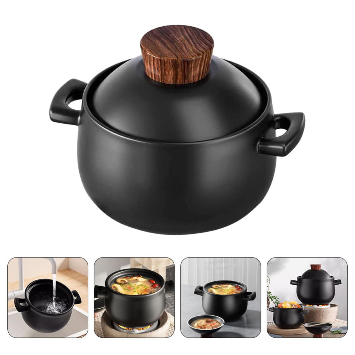 Balacoo Pentola per Stufato in Ceramica da 2,5l con Tecnologia Monopezzo, Resistente alle Alte Temperature, per Cucina a Gas e Zuppe Casalinghe