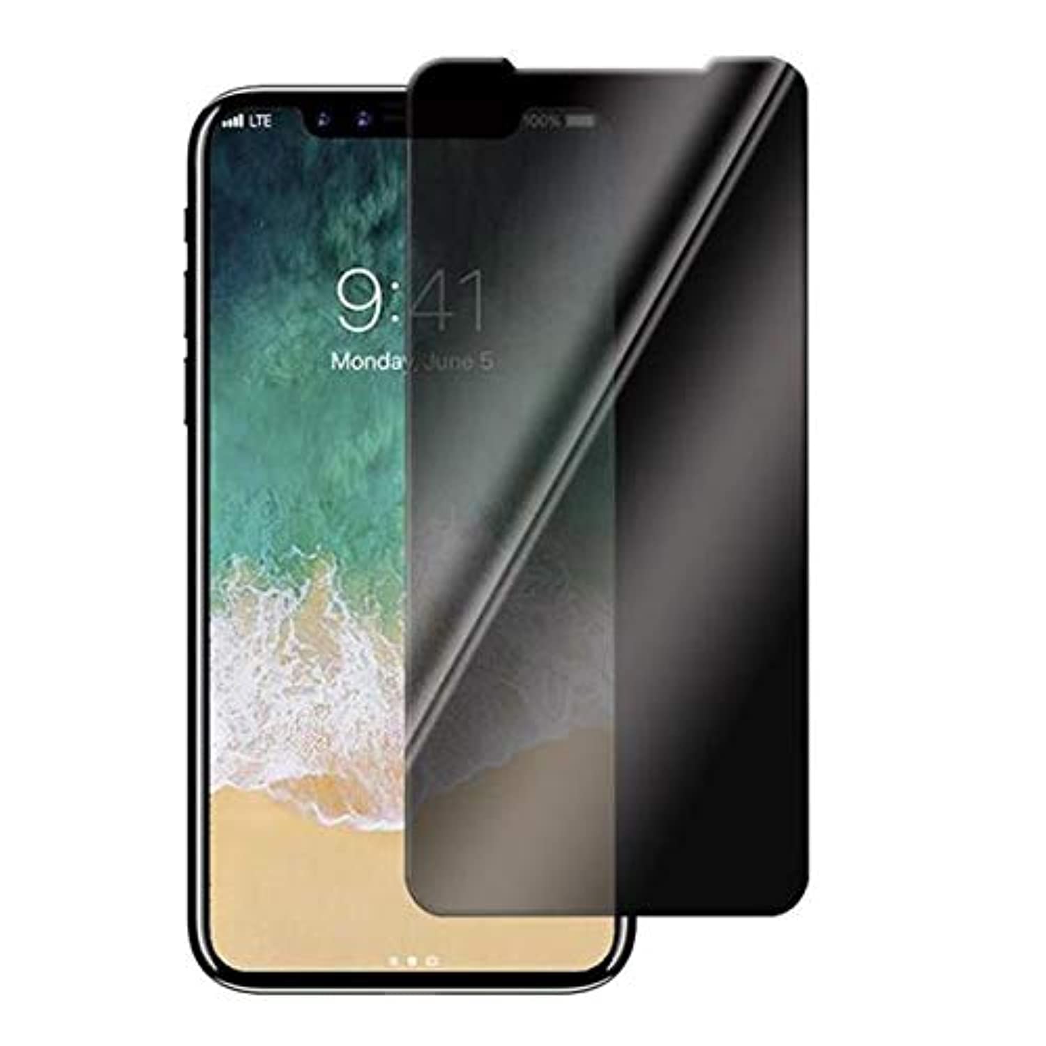 DOWIN Anti-spy Peeping Privacy Tempered Glass Screen Protector for iPhone X/XS 5.8 inch