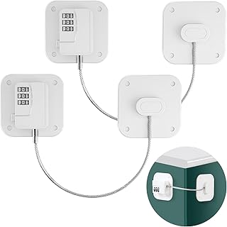 2Stück Kühlschrank Schloss mit Code Ohne Bohren, Selbstklebend Schubladen Kindersicherung Schrankschloss Kühlschrankschloss für Kinder Unter 5 Jahren, Geeignet für Kühlschränke (white)