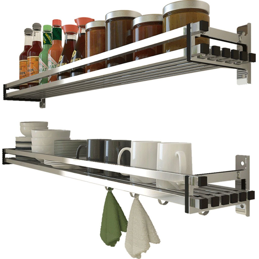 GTHTUHFD 304 Stainless Steel Wallmounted Kitchen Shelf 90Cm Spice Rack Perfect For Organizing Condiments And Spices Durable And Stylish Kitchen Storage Solution.,80 cm