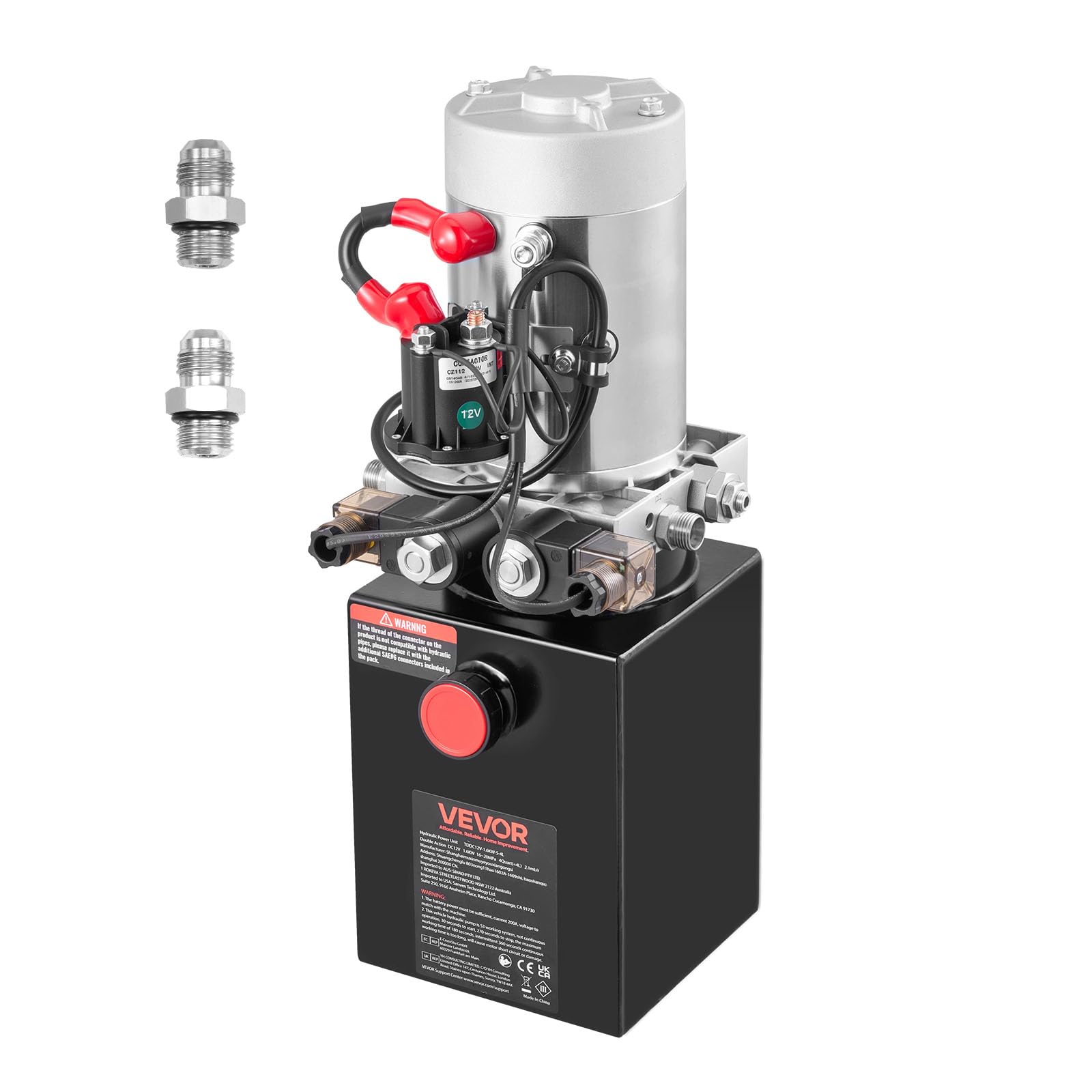 4 Quart Hydraulic Power Unit, Double Acting Dump Trailer Pump, 3200 PSI Max Relief Pressure & 0.91 GPM Flow Rate, DC 12V Hydraulic Pump with Metal Reservoir for Dump Trailer Car Lifting, Black