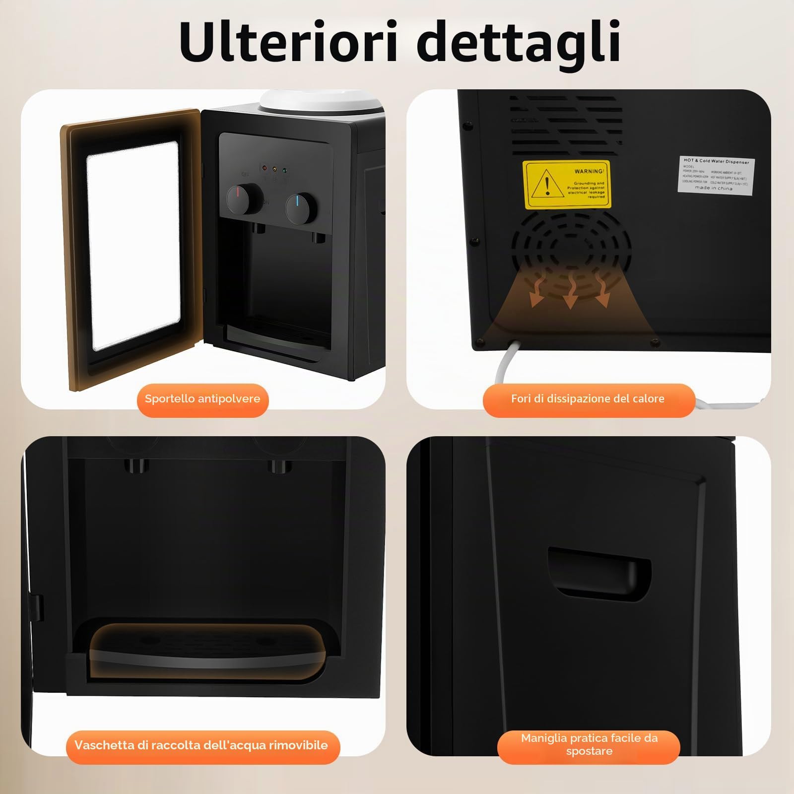 Distributore di acqua elettrico per la casa, 550 W, dispenser di acqua elettrica per acqua fredda e calda