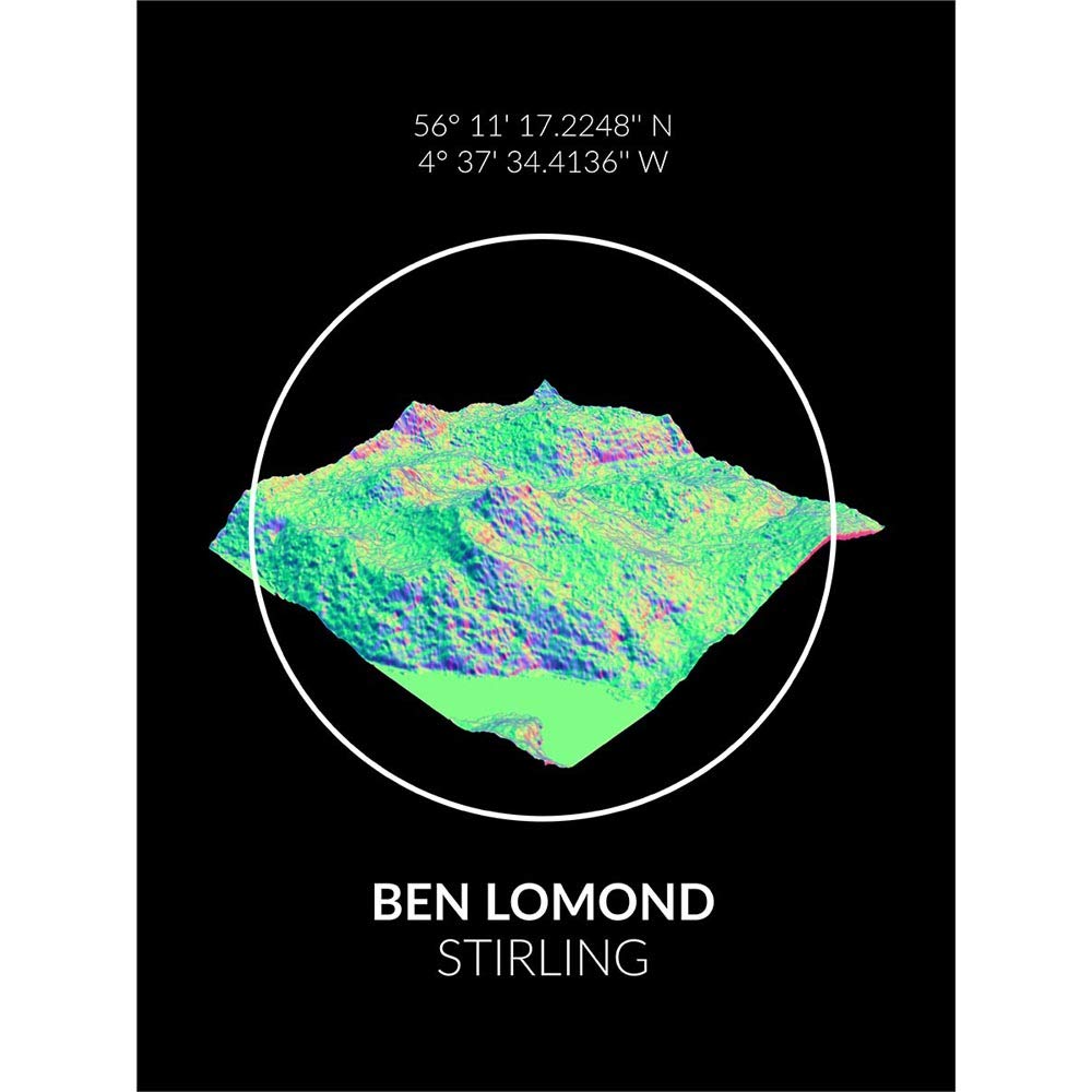 Wee Blue Coo Ben Lomond Mountain Topography Perthshire Scotland Art Print Poster Wall Decor 12X16 Inch