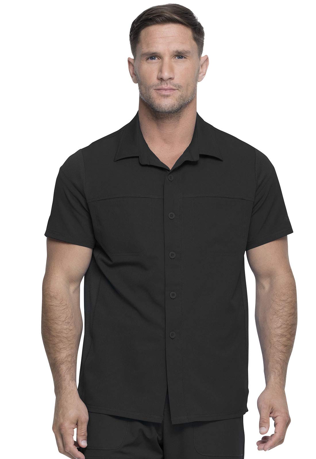 Dickies Dynamix DK820 Men's Button Front Collar Shirt (Black, Large)