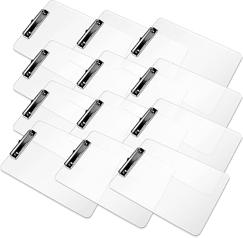 Miniatura 2 de Juego de 12 portapapeles de plástico, tablero acrílico transparente de 8.5 x 11 pulgadas para aula, estudiantes, tamaño carta A4, portapapeles