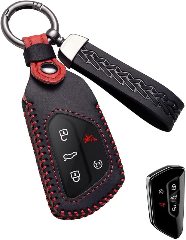 Capa de chave automotiva em couro e TPU para Volkswagen VW ID3, ID4, Golf, Tiguan e modelos compatíveis YINEOR