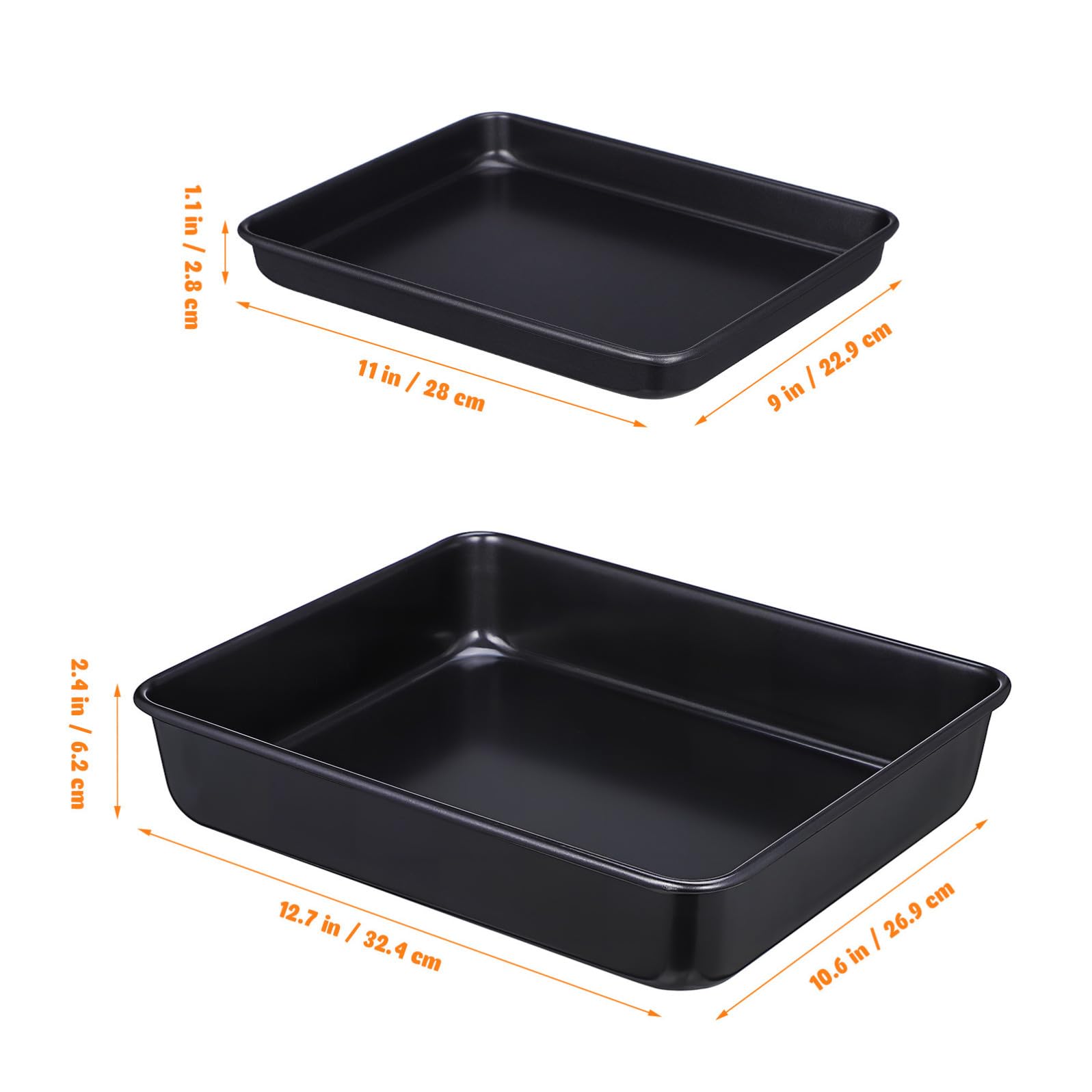 SHINEOFI 2 Pezzi Teglie da Forno in Acciaio Inossidabile Nero, Resistente, Perfette per Dolci e Arrosti in Cucina