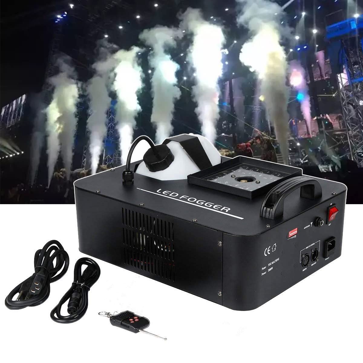 Wytwornica dymu o mocy 1500 W, z 24 diodami LED i pilotem, wytwornica mgły na Halloween na dyskotekę, salę balową, Ktv, bar, klub, imprezę