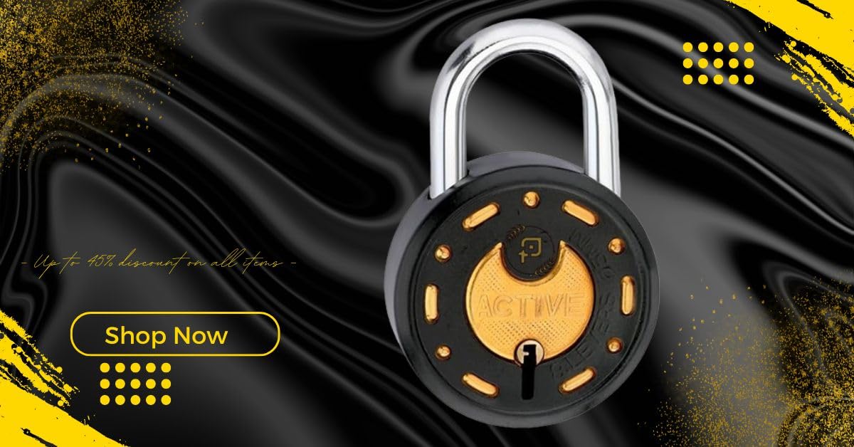 Azco Round Locks Small Size 50mm 9 Same Key with 3 Padlocks | 7 Levers Double Locking | Black Golden Finish | Lock and Keys for Home Door Gate Shop Shutter (Pack of 3) — Amazon image 3