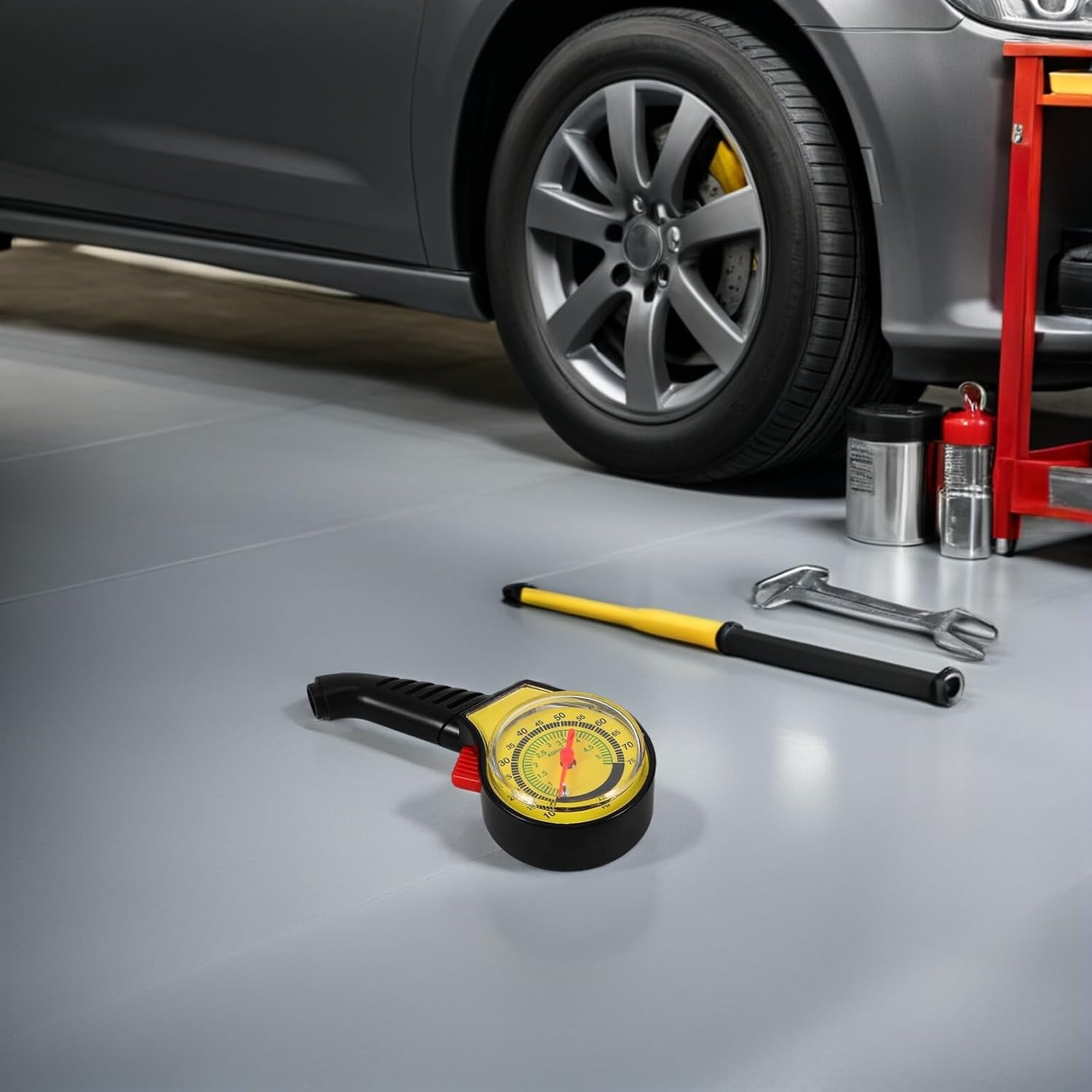 Car Tire Pressure Gauge 4pcs Plastic Analog Tire Pressure Tester for Vehicles with Real-time Monitoring White and Yellow for Automotive Use