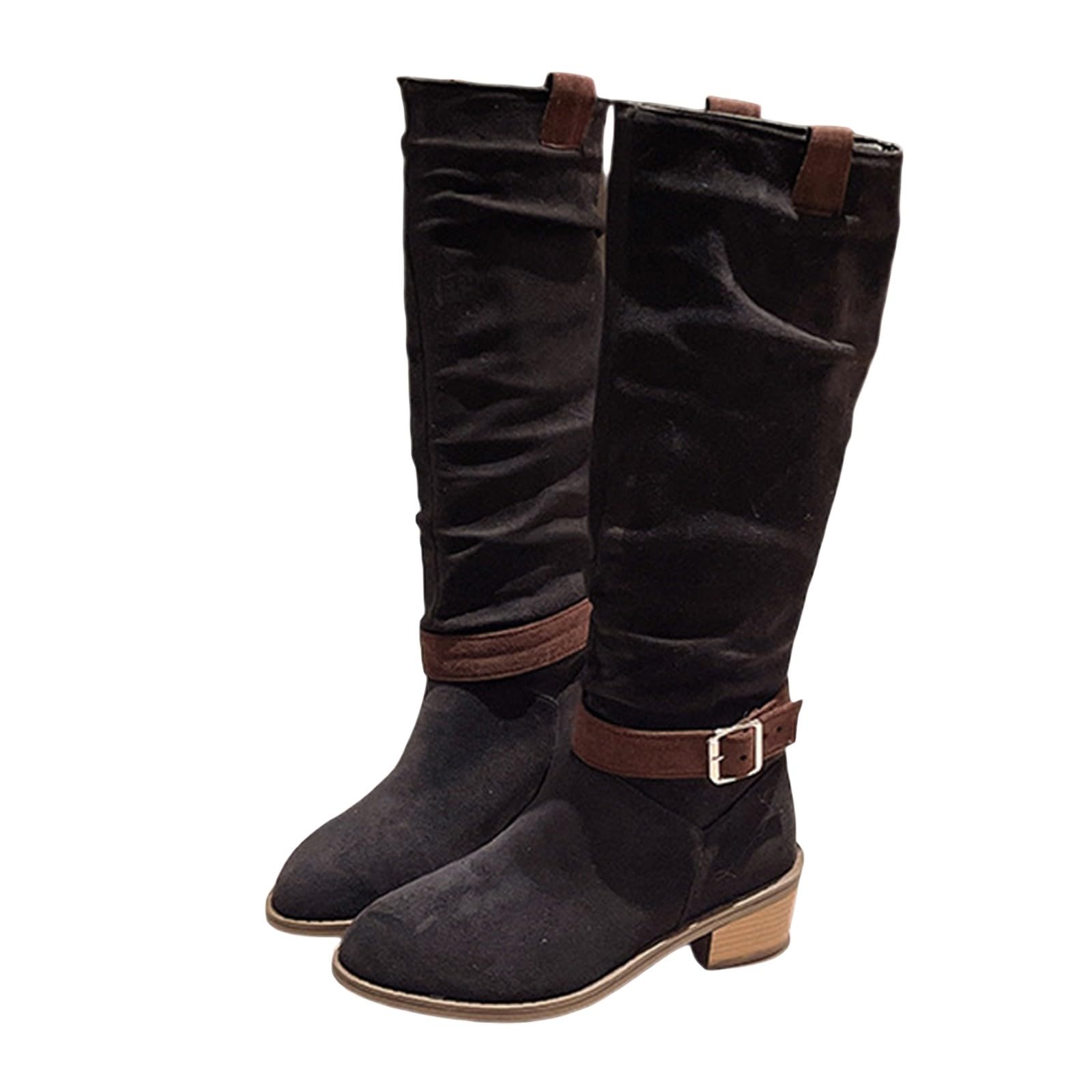 Botas de Invierno Mujer Botas Altas hasta la Rodilla, Estilo Vaquero, de Punta Fina, con tacón Grueso, Ideales para el Invierno frío, con Estilo y Comodidad.