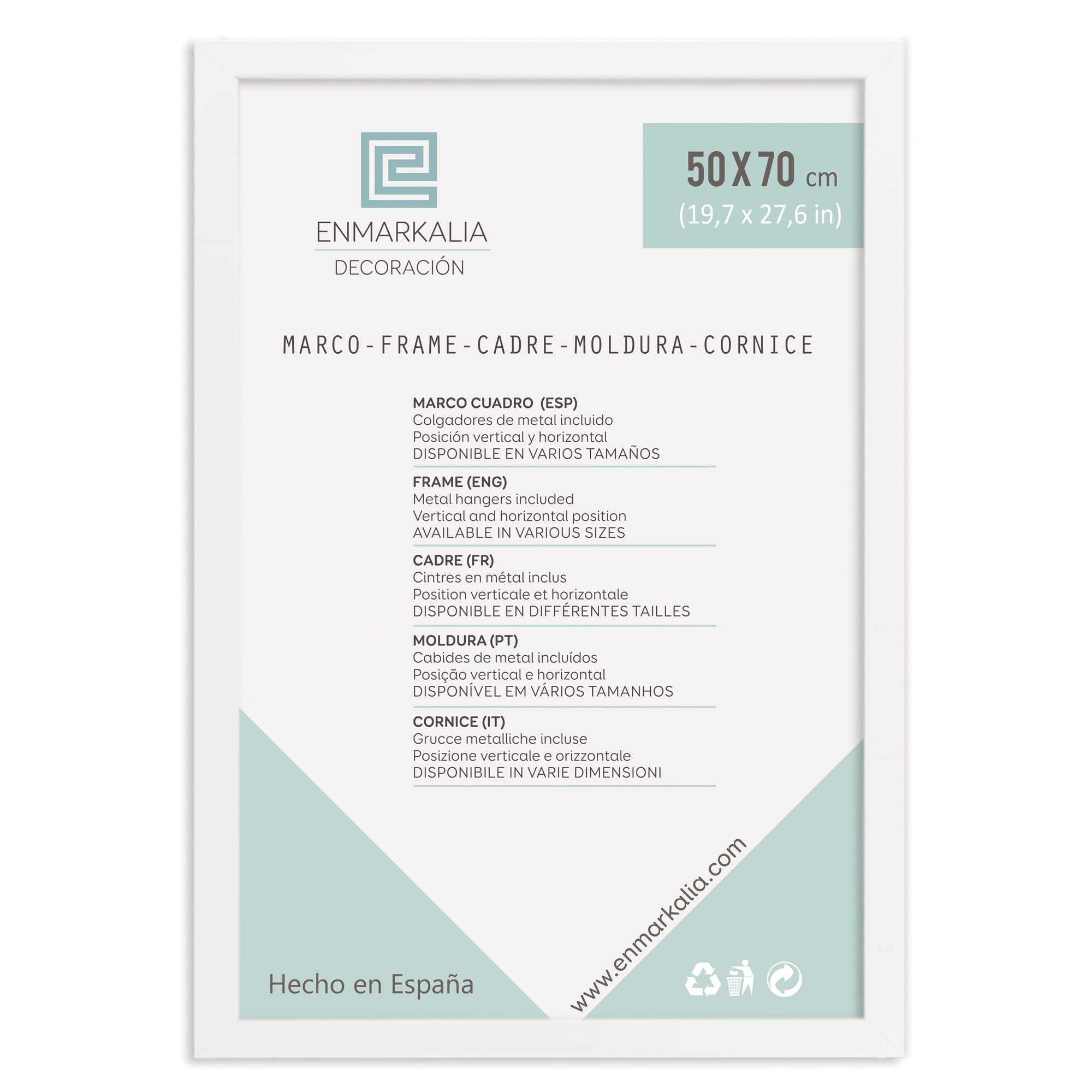 Enmarkalia Marco poster 50 x 70 cm - color Blanco (moldura 30x15 mm) X1 Ud.