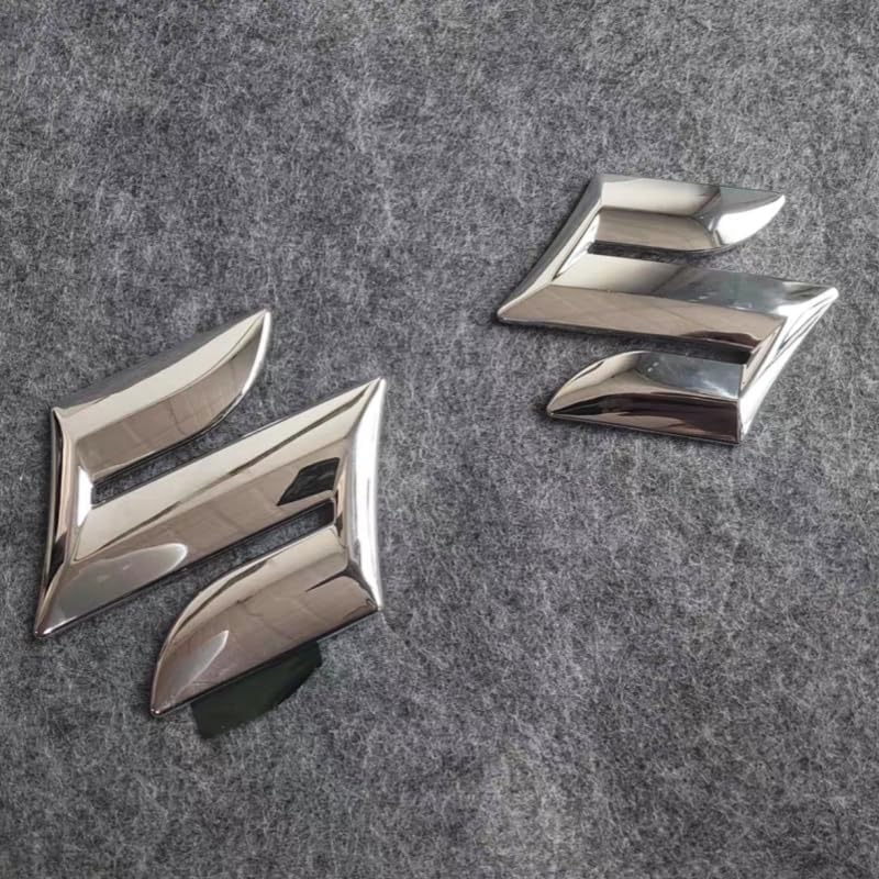Stemma Adesivo Per Suzuki Swift 2010-2023 – Logo Cofano/portellone – Colore Argento, 10x10 Cm, Nuovo