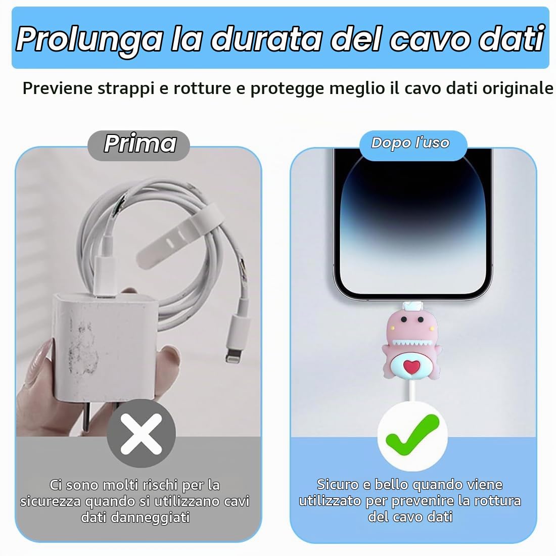 8 Proteggicavo A Forma Di Frutta In PVC, Simpatici E Antiusura Per Cavi Dati - 3
