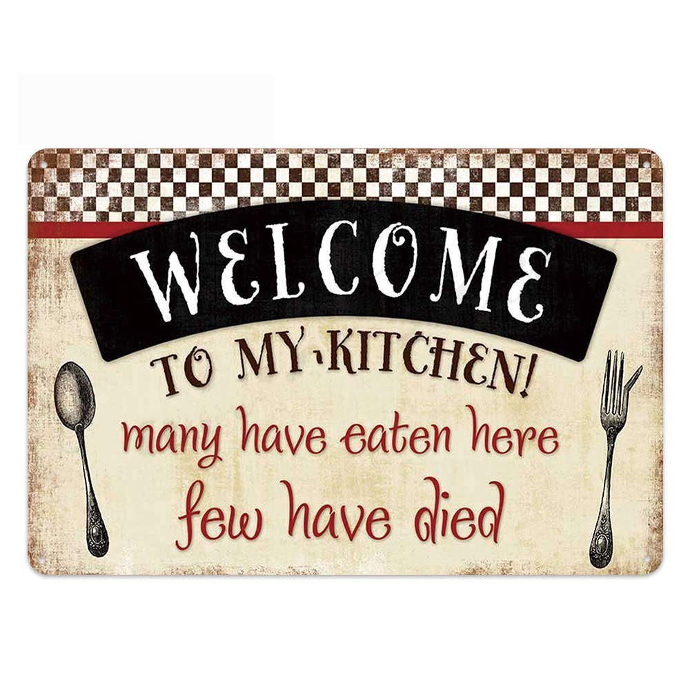 UOOPAIWelcome to My Kitchen Metal Tin Sign, Vintage Plate Plaque