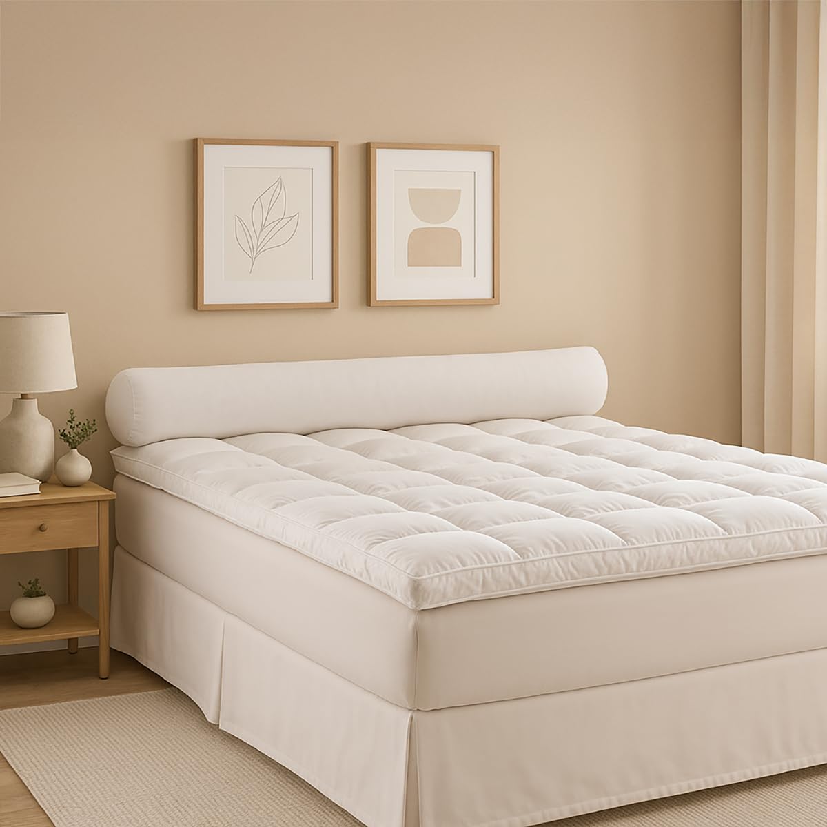 DROUAULT - Traversin Hybride 140 cm - Soutien Ferme (Côté) - Flocons Mémoire de Forme & Fibres - Maintien des cervicales - Enveloppe 100% Coton Sergé - Lavable 40°C