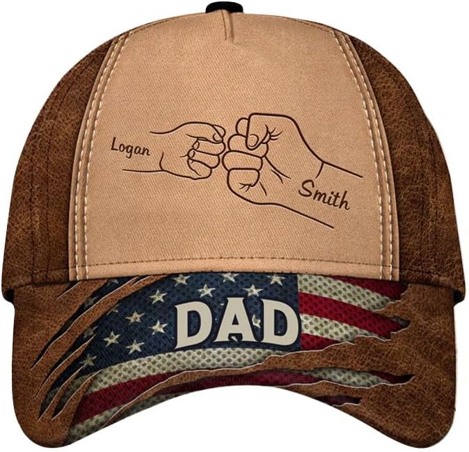 Personalized Grandpa Papa Daddy Fist Bump Fathers Day Family Cap, Baseball Cap for Dad Hats for Men, Dad Gifts