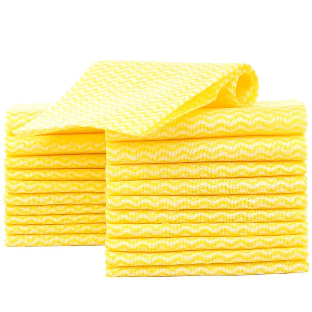 JEBBLAS Reusable Handi Wipes Disposable Cleaning Cloths Dish Towels and Dish Cloths Reusable Towels,Handy Cleaning Wipes, 50 Count/Pack,Yellow