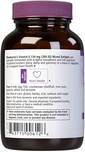 Miniatura 3 de BlueBonnet Cápsulas blandas mixtas de vitamina E de 200 UI, 100 unidades