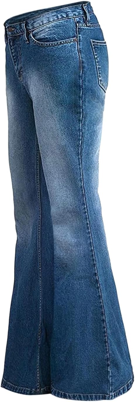 Men's Bell Bottom Jeans 60s 70s Outfits for Men,Mens Flare Jeans Bell Bottoms Pants Blue - Image 4
