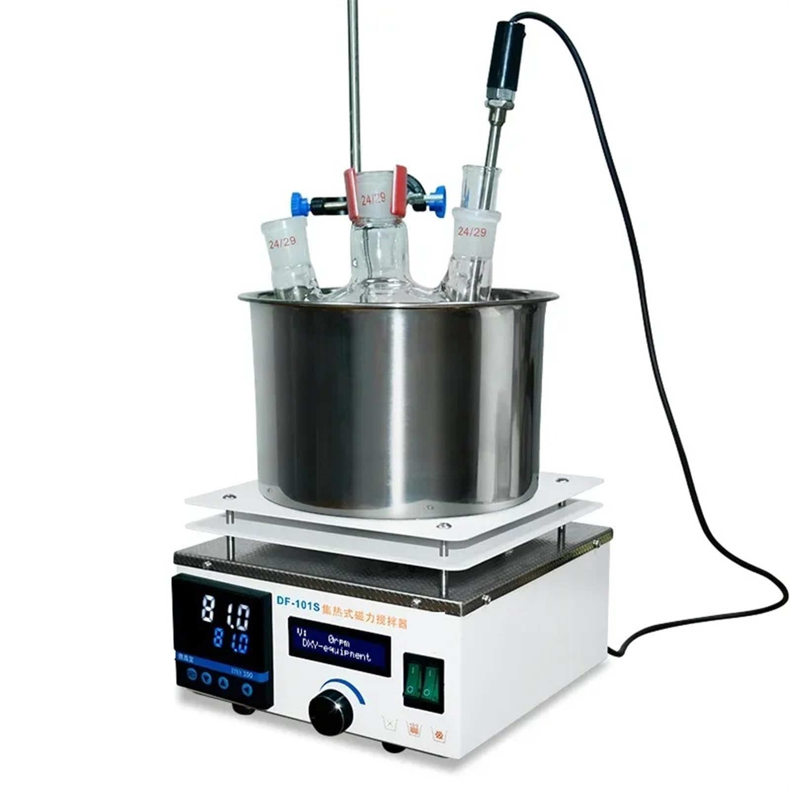 Agitatore Magnetico Riscaldante da 10 Litri Df-101T-10L Laboratorio Display Digitale Miscelatore A Temperatura Costante Temporizzato Ampia Gamma di Utilizzi(Metallico-Df-101T-10)