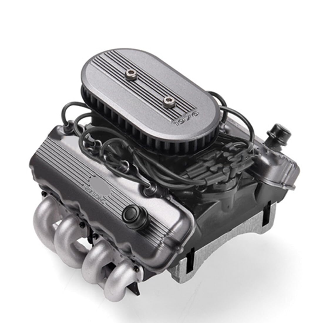 GRC V8 Metal Engine, F76 Engine Fan Radiator Motor Hood Set for 36mm Motor, Engine Toys for Kids Adults (KIT Version/Silver), Sliver, 8H03IAB1W6V2523Z09FZCV