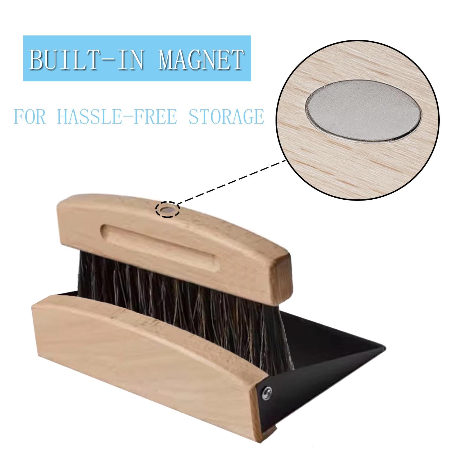 Tischbesen Set Mit Kehrschaufel - Mini Handfeger Aus Holz & Metall