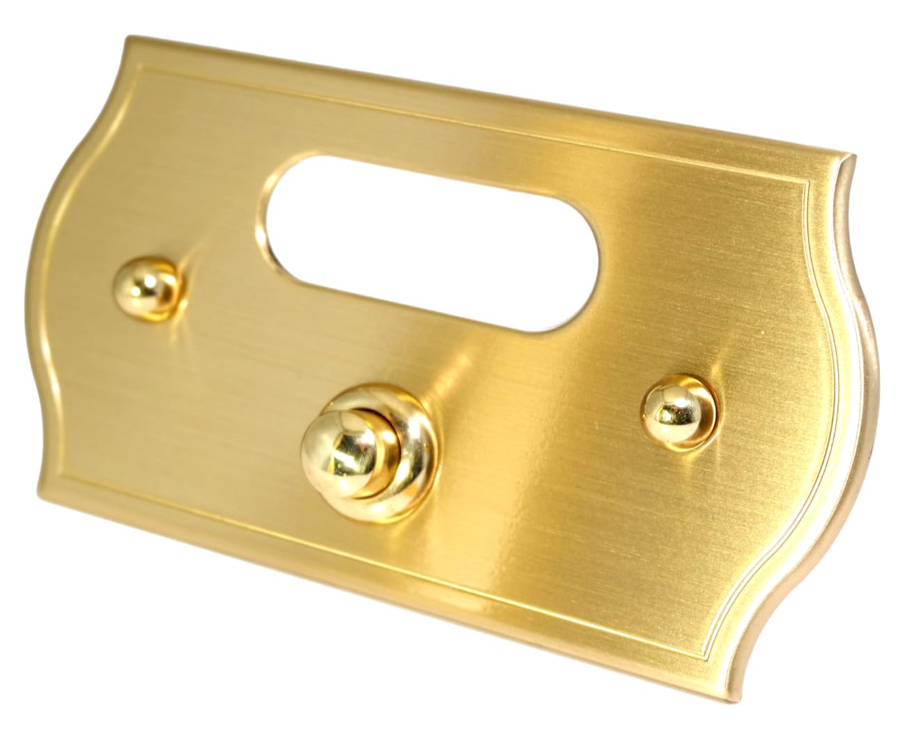 Neroni Mameli Campanello in Ottone Satinato per Esterno abitazione - Porta Ingresso Casa, con Pulsante Elettrico - Modello Aurelio - Made in Italy