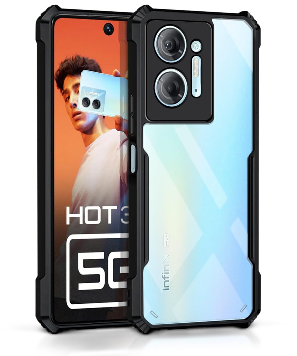 WOW IMAGINE Shock Proof Clear Protective Back Case for Infinix Hot 30 5G - AirEDGE Technology | 360 Degree Camera Protection | Transparent Hybrid Back Case Mobile Cover - Black (B0CK5W9Y17) Amazon Price History, Amazon Price Tracker