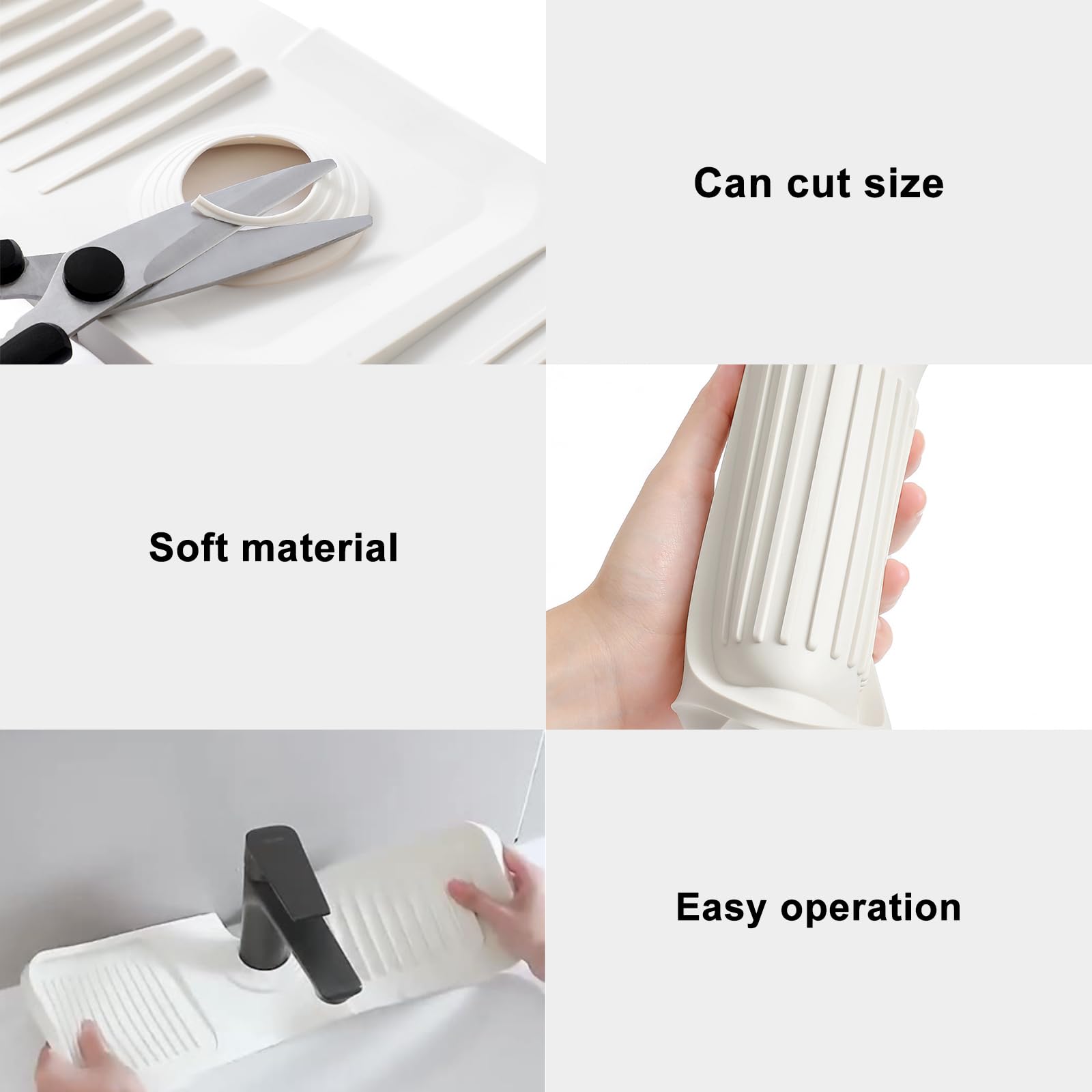 Onezebra 45x14cm Sink Splash Guard, Kitchen Sink Splash Guard, Silicone Faucet Mat for 3.5-6cm Faucets - Image 3