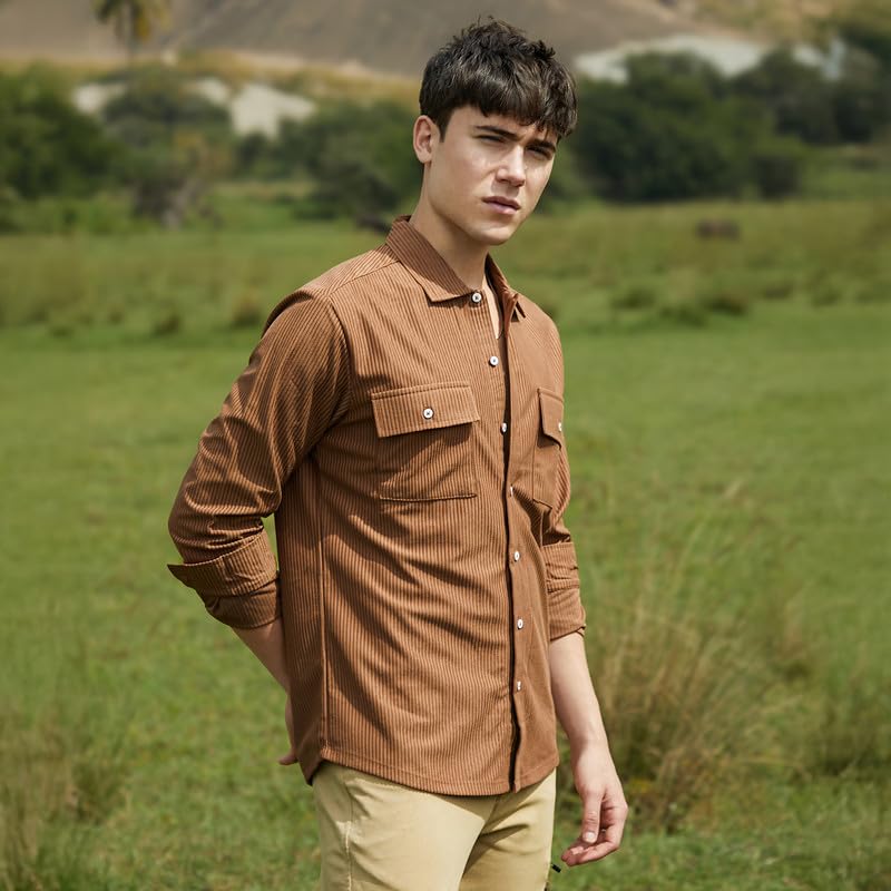 Image of CAHOOT Men's Shirt for Casual Wear | Spread Collar | Long Cuffed Sleeves | Button Closure | Shirt Crafted with Comfort Fit for Everyday Wear